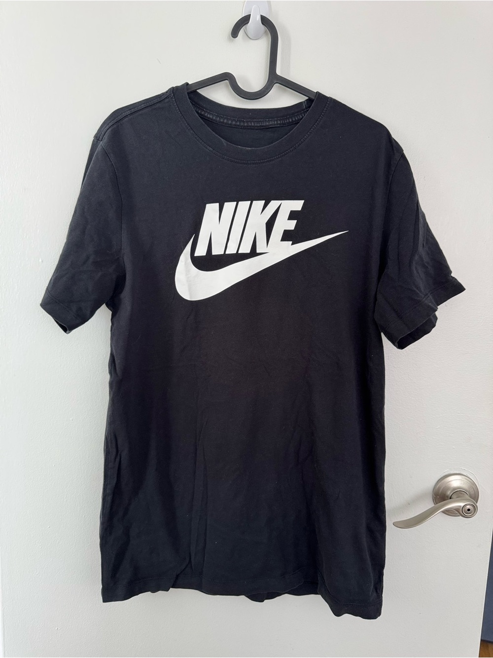 Nike Black Short Sleeve Tee with White Swoosh Logo